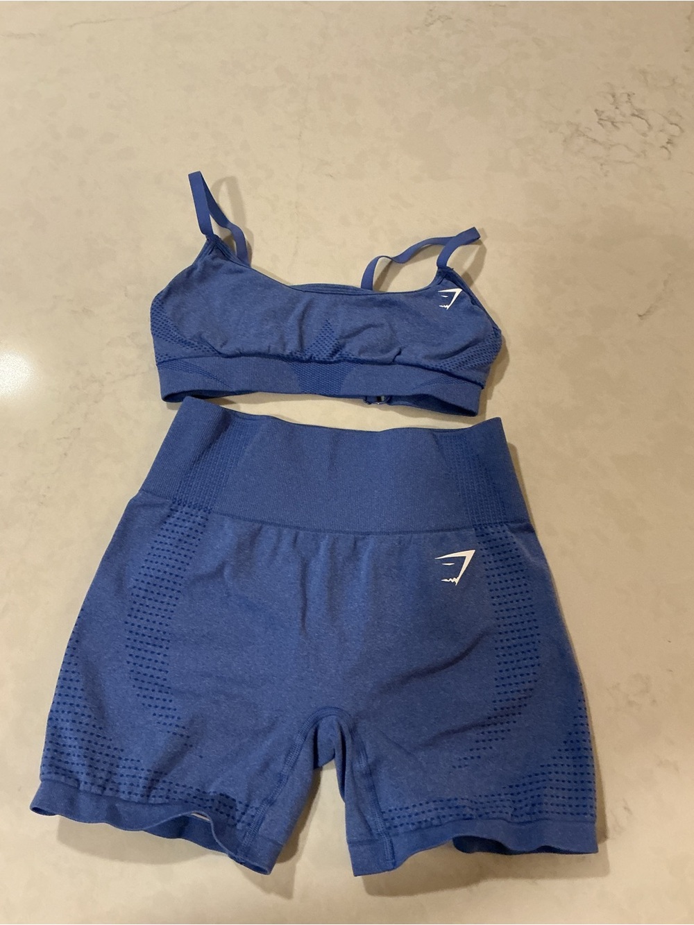 Gymshark Royal Blue Seamless Sports Bra & High-Waist Shorts Set